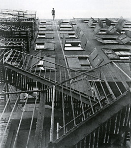 T.Brown: 'Man walking down the side of a building'; Photo: Carol Goodden, 1970